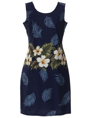 KYS Hawaiian Floral Cotton Island Resort Shift Dress Made in Hawaii Hibiscus Sm